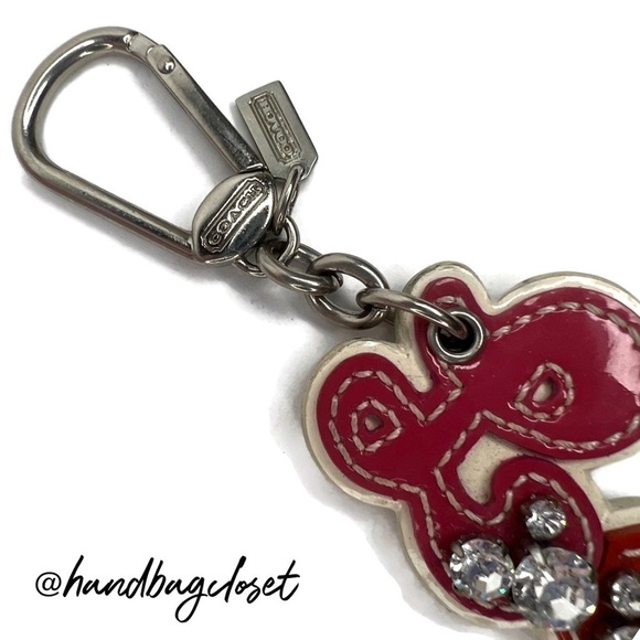 COACH Rhinestone Script Pop Love Charm Purse Charm Keychain Key Chain 92750 - Picture 5 of 8
